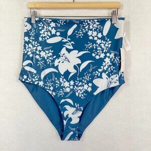Baiia Tahiti Reversible Bikini Bottoms High Waisted Floral Summer Resort NWT 18